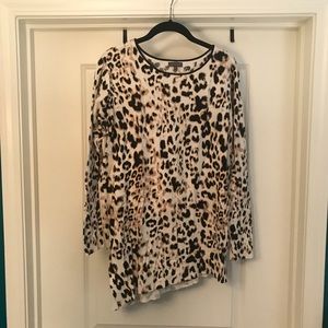 Vince Camuto Asymmetrical Leopard Print Sweater
